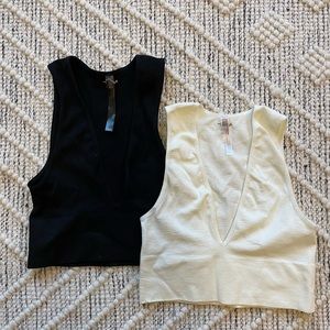 Urban outfitters, deep V bralette, black ‘ cream, size large